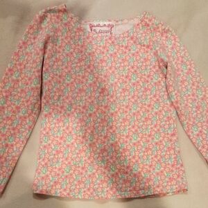Pretty pink/green/yellow Floral American Girl Long Sleeve T shirt, Size S (7/8)